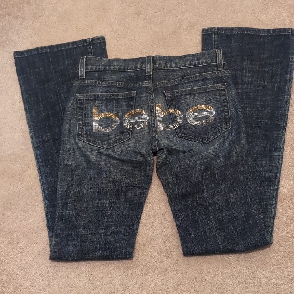Bebe Blue Boot Cut Jeans with Metallic Branding
